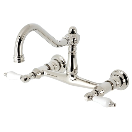 Kingston Brass KS3246PL Two-Handle Wall Mount Bathroom Faucet, Polished Nickel KS3246PL